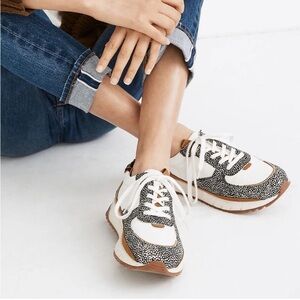 Madewell Kickoff Trainer Sneakers in Leather and Spot Mix Calf Hair women’s 9